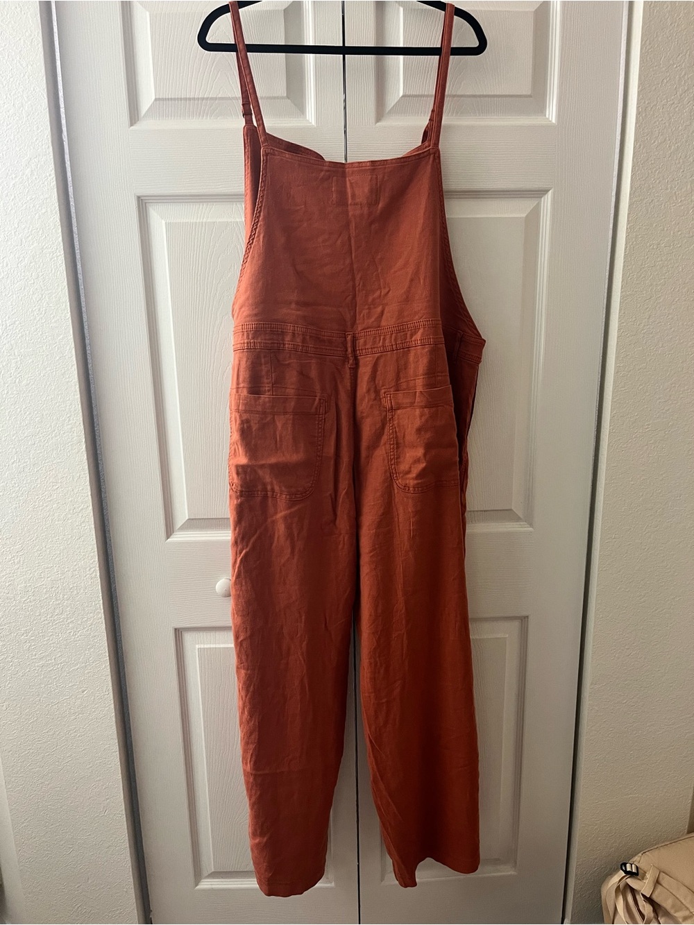 American Eagle Outfitters Rust-Red Wide-Leg Jumpsuit Overalls